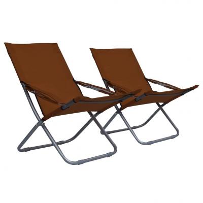 Emaga vidaxl składane krzesła plażowe, 2 szt., tkanina, brązowe
