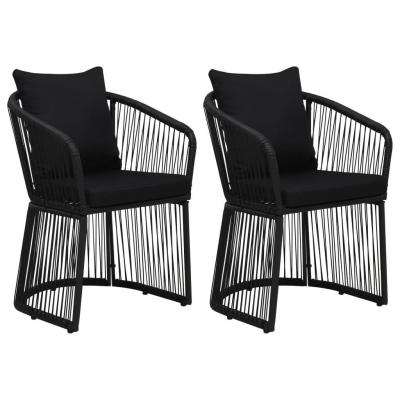 Emaga vidaxl krzesła ogrodowe z poduszkami, 2 szt., rattan pvc, czarne