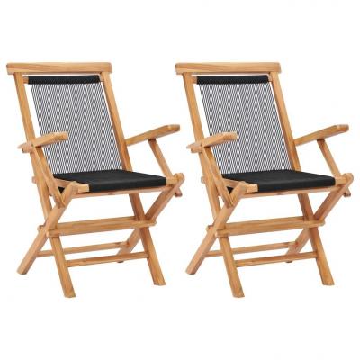Emaga vidaxl składane krzesła ogrodowe, 2 szt., lite drewno tekowe i sznurek