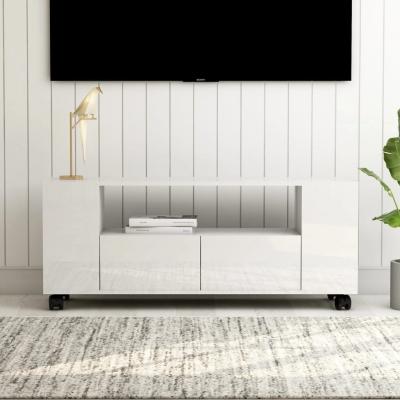 Emaga vidaxl szafka pod tv, wysoki połysk, biała, 120x35x43cm, płyta wiórowa