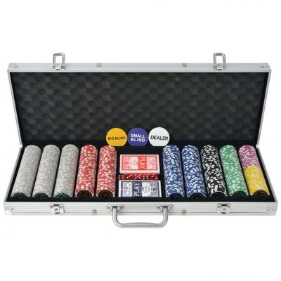 Emaga vidaxl zestaw do gry w pokera 500 żetonów laserowych, aluminium