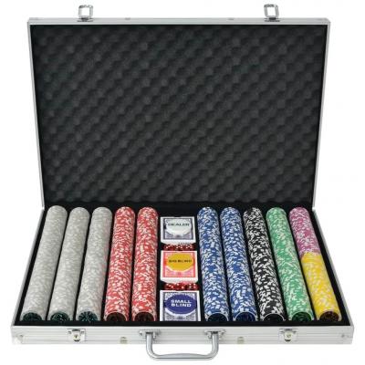 Emaga vidaxl zestaw do gry w pokera 1000 żetonów laserowych, aluminium