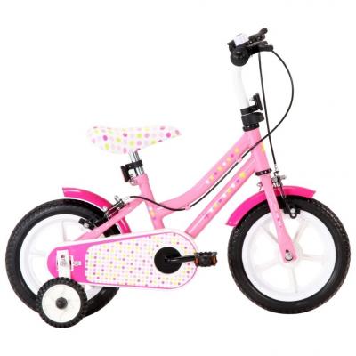 Emaga vidaxl rower dla dzieci, 12 cali, biało-różowy
