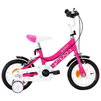 Emaga vidaxl rower dla dzieci, 12 cali, czarno-różowy