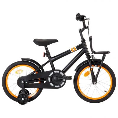 Emaga vidaxl rower dla dzieci z bagażnikiem, 16 cali, czarno-pomarańczowy
