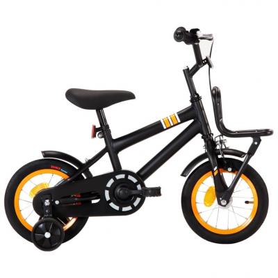 Emaga vidaxl rower dla dzieci z bagażnikiem, 12 cali, czarno-pomarańczowy