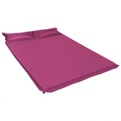 Emaga vidaxl materac dmuchany z poduszką, 130x190 cm, różowy