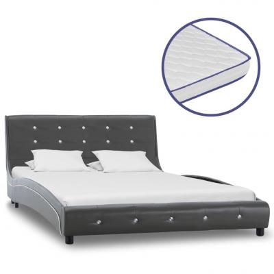 Emaga vidaxl łóżko z materacem memory, szare, sztuczna skóra, 120 x 200 cm