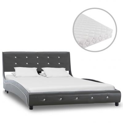 Emaga vidaxl łóżko z materacem, szare, sztuczna skóra, 120 x 200 cm