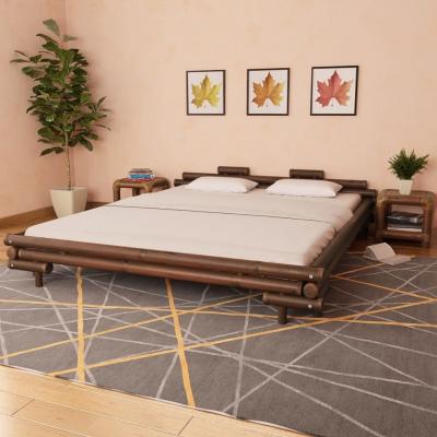 Emaga vidaxl rama łóżka, ciemnobrązowa, bambusowa, 180 x 200 cm