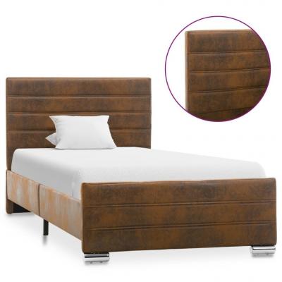 Emaga vidaxl rama łóżka, brązowa, sztuczna skóra zamszowa, 90 x 200 cm