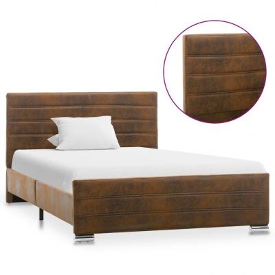 Emaga vidaxl rama łóżka, brązowa, sztuczna skóra zamszowa, 120 x 200 cm