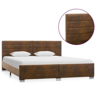 Emaga vidaxl rama łóżka, brązowa, sztuczna skóra zamszowa, 160 x 200 cm