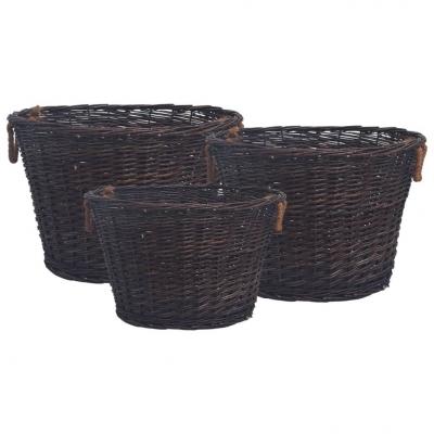 Emaga vidaxl 3-cz. zestaw koszyki na drewno, sztaplowane, brązowa wiklina