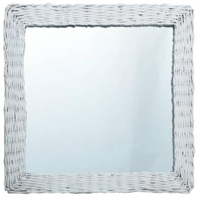 Emaga vidaxl lustro, białe, 50x50 cm, wiklina