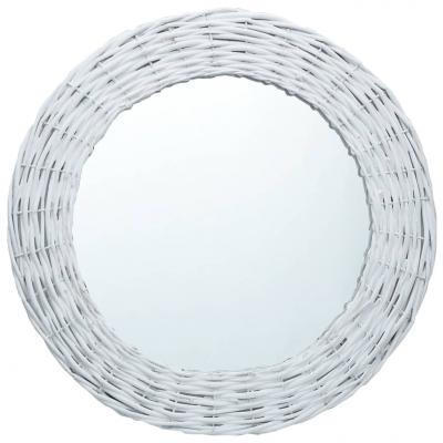 Emaga vidaxl lustro, białe, 40 cm, wiklina