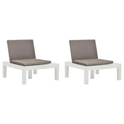 Emaga vidaxl krzesła ogrodowe z poduszkami, 2 szt., plastik, białe