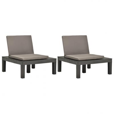 Emaga vidaxl krzesła ogrodowe z poduszkami, 2 szt., plastik, antracytowe