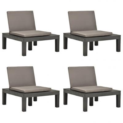 Emaga vidaxl krzesła ogrodowe z poduszkami, 4 szt., plastik, antracytowe