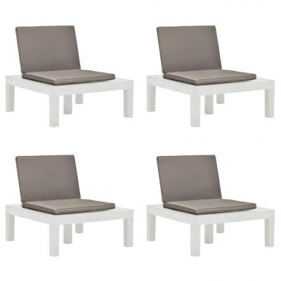 Emaga vidaxl krzesła ogrodowe z poduszkami, 4 szt., plastik, białe