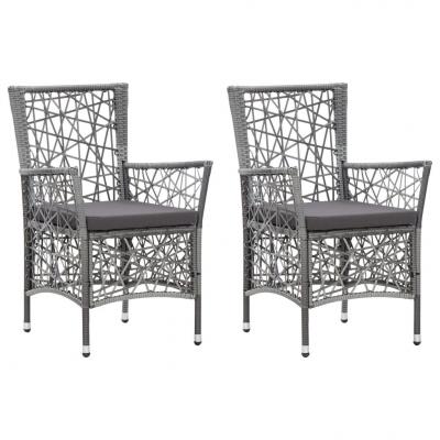 Emaga vidaxl krzesła ogrodowe z poduszkami, 2 szt., polirattanowe, szare