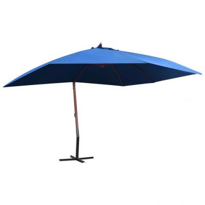 Emaga vidaxl wiszący parasol na drewnianym słupku, 400x300 cm, niebieski