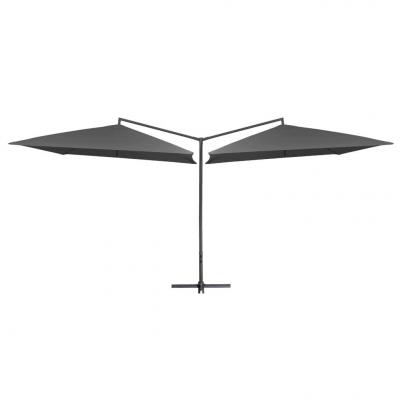 Emaga vidaxl podwójny parasol na stalowym słupku, 250 x 250 cm, antracytowy