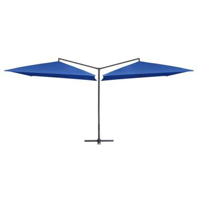 Emaga vidaxl podwójny parasol na stalowym słupku, 250 x 250 cm, lazurowy
