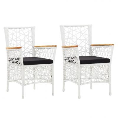 Emaga vidaxl krzesła ogrodowe z poduszkami, 2 szt., polirattanowe, białe