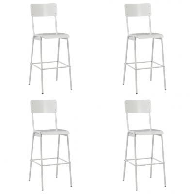 Emaga vidaxl krzesła barowe, 4 szt., białe, sklejka i stal