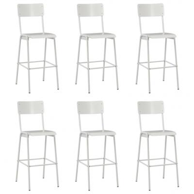 Emaga vidaxl krzesła barowe, 6 szt., białe, sklejka i stal