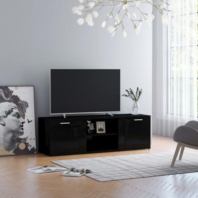 Emaga vidaxl szafka pod tv, czarna na wysoki połysk, 120x34x37 cm