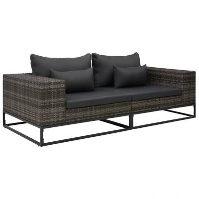 Emaga vidaxl 2-częściowa sofa do ogrodu, z poduszkami, polirattan, szara