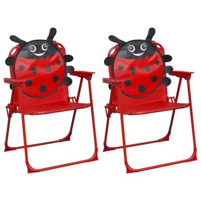 Emaga vidaxl krzesełka ogrodowe dla dzieci, 2 szt., czerwone, tkanina