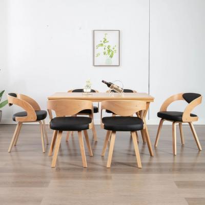 Emaga vidaxl krzesła do jadalni, 6 szt., czarne, gięte drewno i ekoskóra