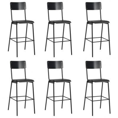 Emaga vidaxl krzesła barowe, 6 szt., czarne, sklejka i stal