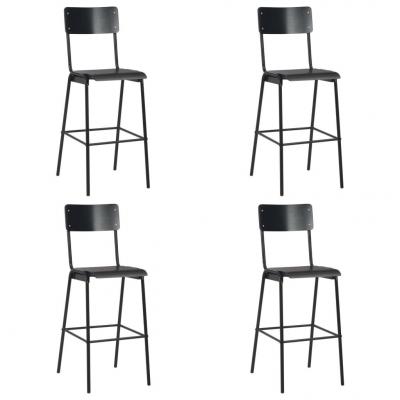 Emaga vidaxl krzesła barowe, 4 szt., czarne, sklejka i stal