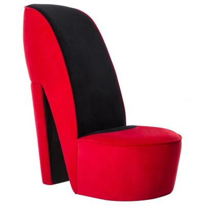 Emaga vidaxl fotel w kształcie buta na obcasie, czerwony, aksamitny