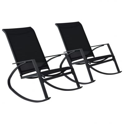 Emaga vidaxl ogrodowe krzesła bujane, 2 szt., textilene, czarne