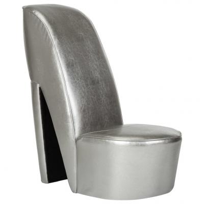 Emaga vidaxl fotel w kształcie buta na obcasie, srebrny, sztuczna skóra