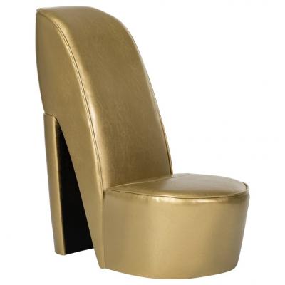 Emaga vidaxl fotel w kształcie buta na obcasie, złoty, sztuczna skóra