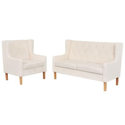 Emaga vidaxl zestaw wypoczynkowy - sofa i fotel, kremowe