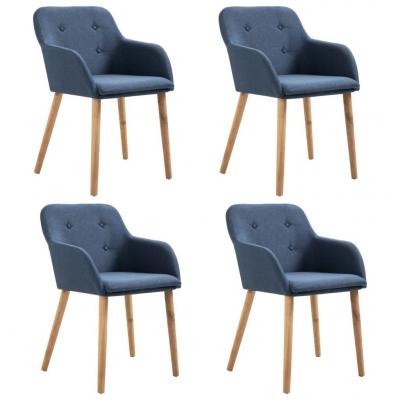 Emaga vidaxl krzesła do jadalni, 4 szt., niebieskie, tkanina i lity dąb