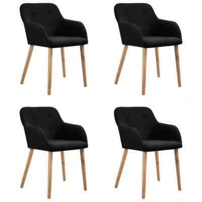 Emaga vidaxl krzesła do jadalni, 4 szt., czarne, tkanina i lity dąb