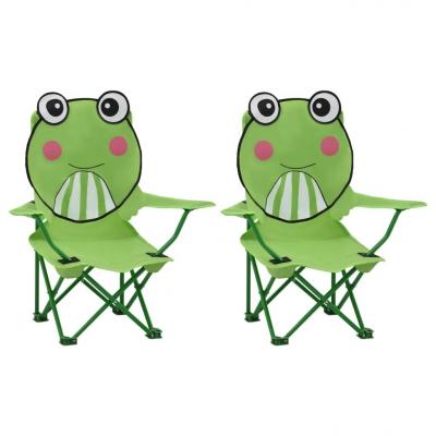 Emaga vidaxl krzesełka ogrodowe dla dzieci, 2 szt., zielone, tkanina