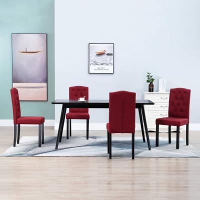 Emaga vidaxl krzesła do jadalni, 4 szt., czerwone wino, tapicerowane tkaniną