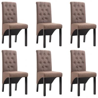 Emaga vidaxl krzesła do jadalni, 6 szt., brązowe, tapicerowane tkaniną