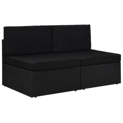 Emaga vidaxl sofa modułowa 2-osobowa, rattan pe, czarna