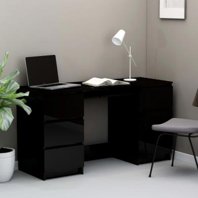 Emaga vidaxl biurko, wysoki połysk, czarne, 140x50x77 cm, płyta wiórowa
