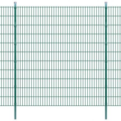 Emaga vidaxl panele ogrodzeniowe 2d z słupkami 2008x2230 mm 4 m zielone